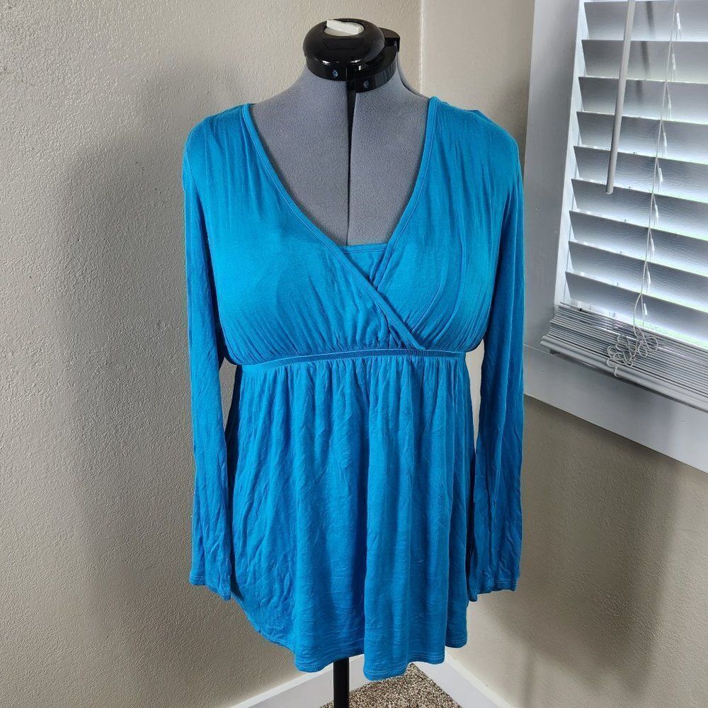 Planet Motherhood Maternity Blouse Size 2X Nursing Blue